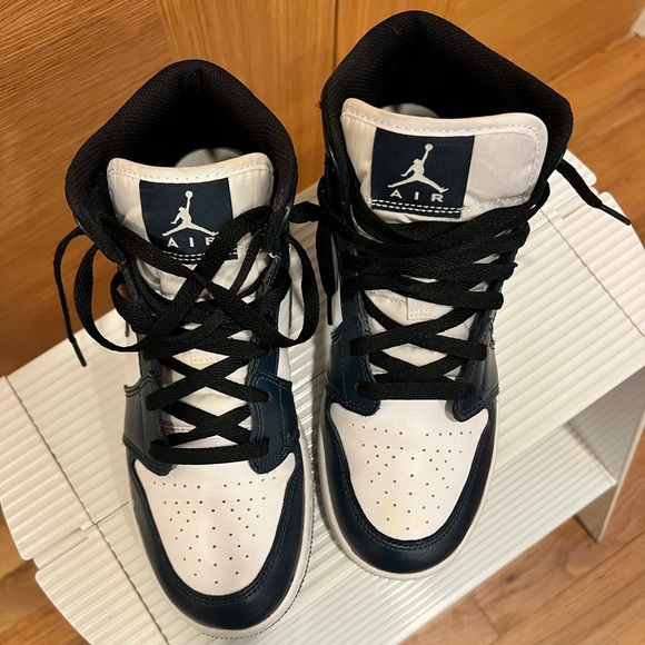 Nike Air Jordan 1 | Mid Sneakers | Armory Navy, White and Black | Size 7Y - Picture 3 of 10